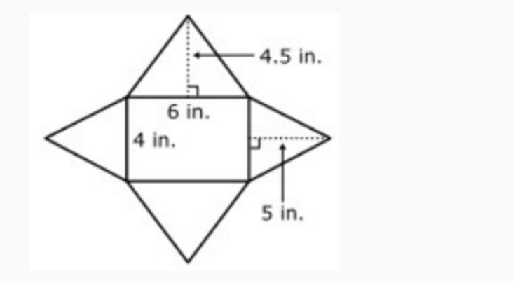 What is the lateral surface area, in square inches, of the figure formed by the net-example-1