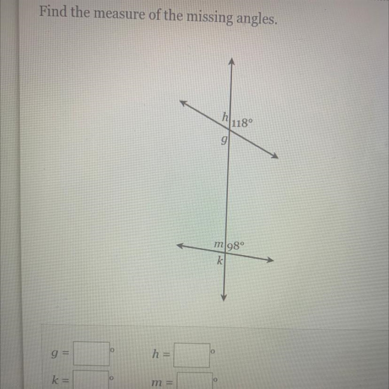 Find the Measure of The missing angles-example-1