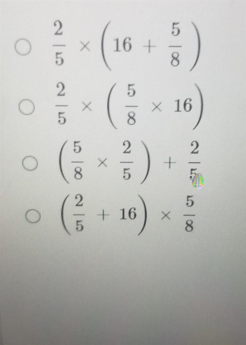 Which numerical expression represents, two fifths of the product of five eighths and-example-1