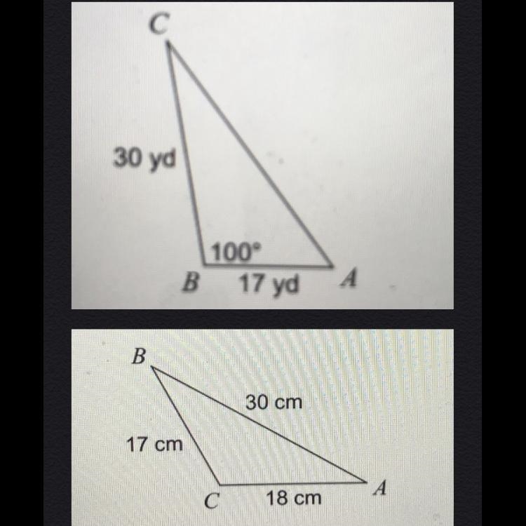 URGENT Solve each triangle. Show work.-example-1