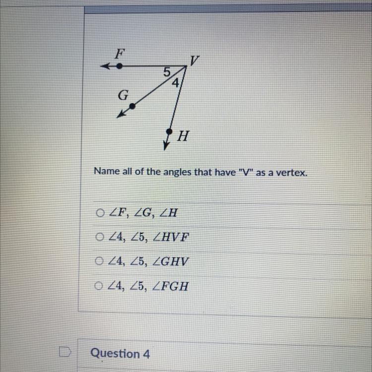 Name all of the angles that have "V" as a vertex.-example-1