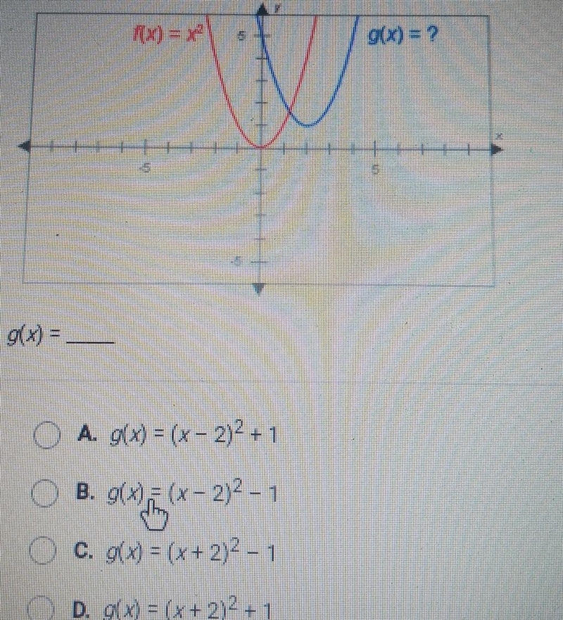 Please help The graphs below have the same shape. What is the equation of the blue-example-1