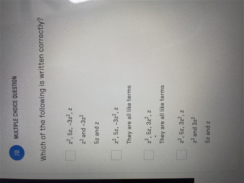 Identify the terms and like terms in each expression ASAP-example-2