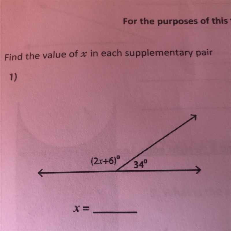 Find value of x supplementary pair-example-1