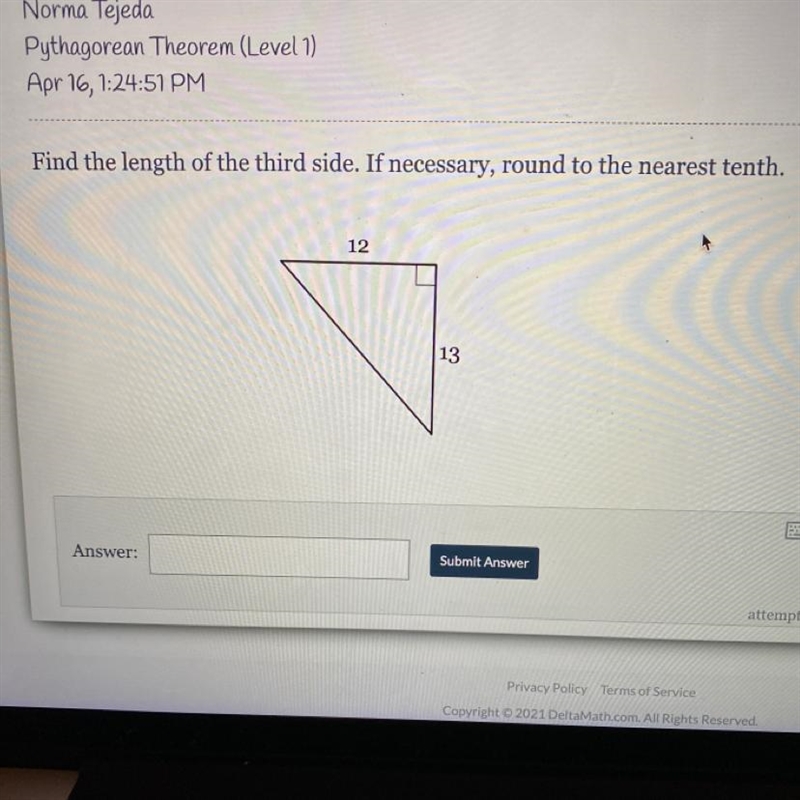 Find the length of the third side. If necessary, round to the nearest tenth.-example-1