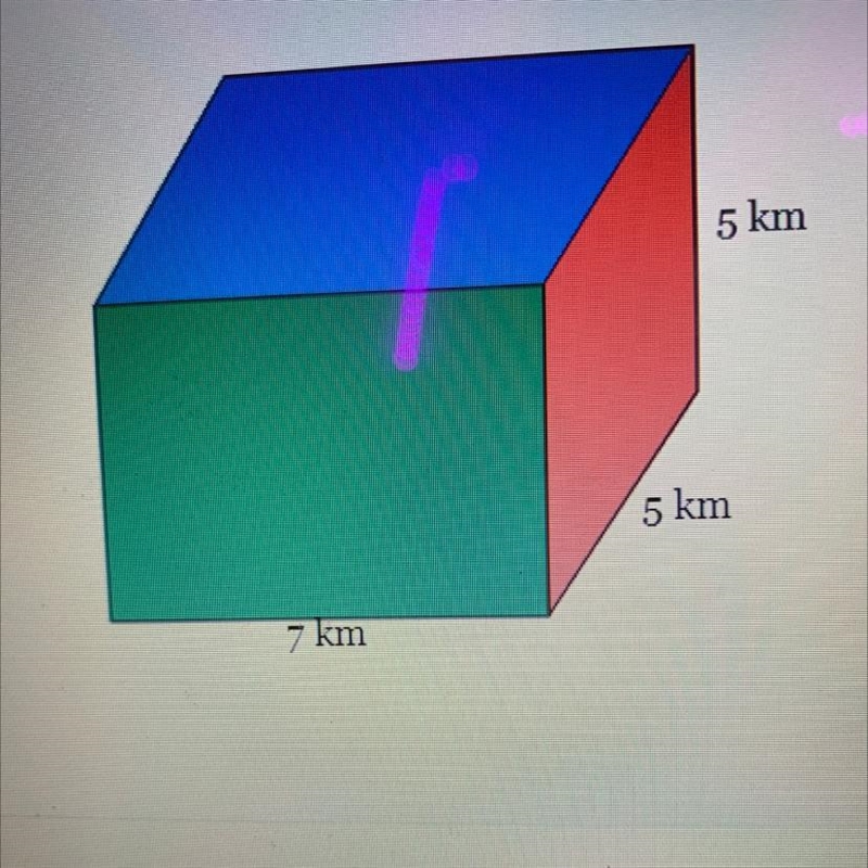 5 km 5 km 7 km Find the surface area-example-1