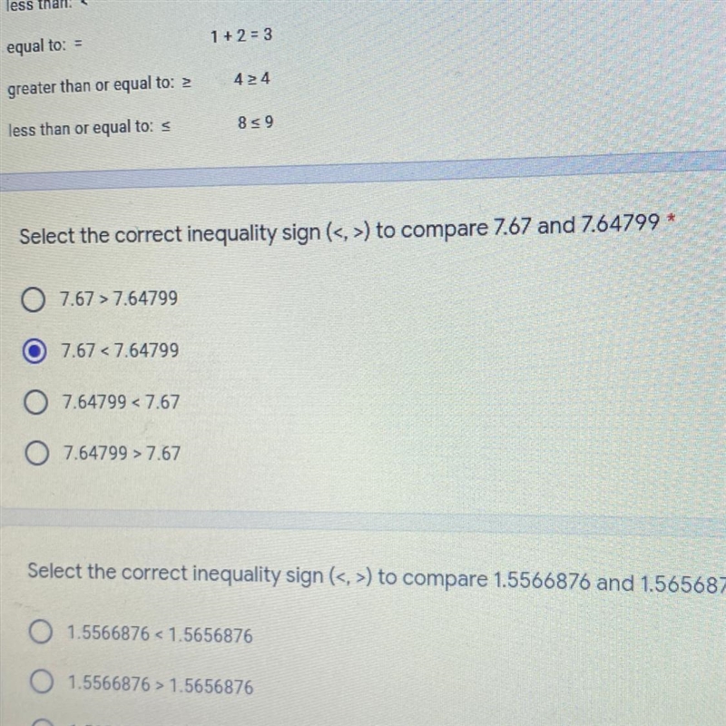 Please select the correct inequality sign.-example-1