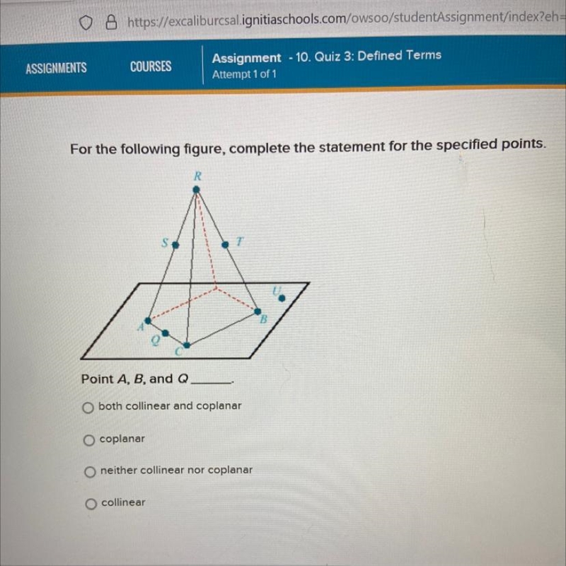 For the following figure, complete the statement for the specified points. Point A-example-1