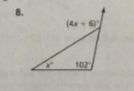 Someone please help me find the exterior angle-example-1