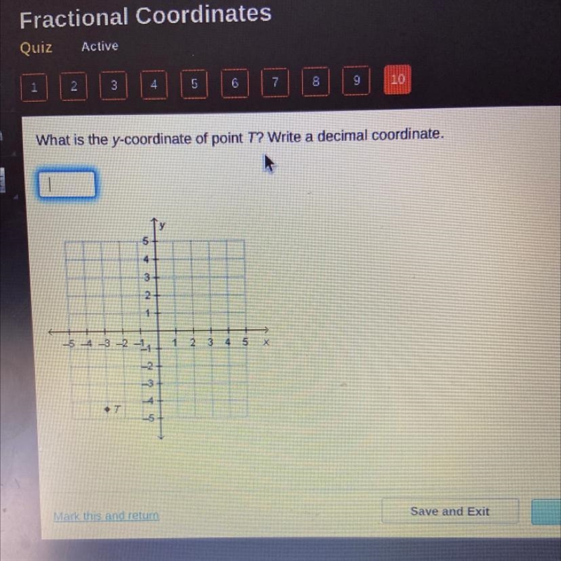 What is the y-coordinate of point T? Write a decimal coordinate.-example-1