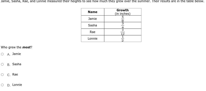 5/8 for j who grow the most? 3/4 for s 3/12 for r 1/2 for l-example-1