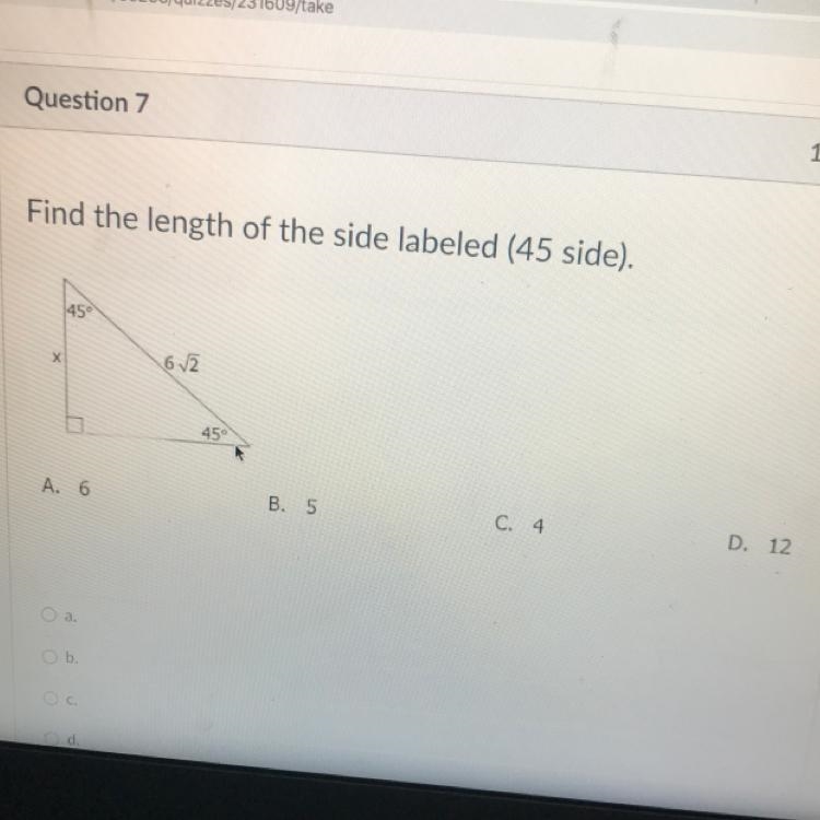 Find the length of the side labeled (45)-example-1