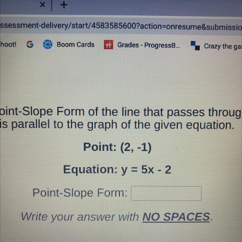 Write an equation in point-slope form of the line that passes through the given point-example-1