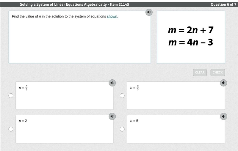 Find the value of n in the solution to the system of equations shown. please help-example-1