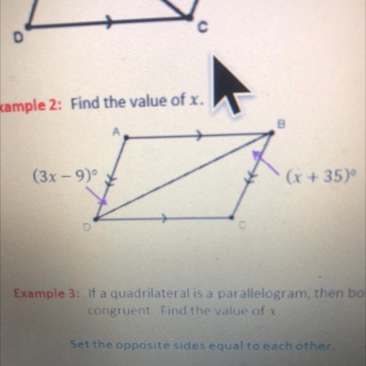 Example 2: Find the value of x. (3x - 9) (x + 35), somebody pls help a brotha wit-example-1