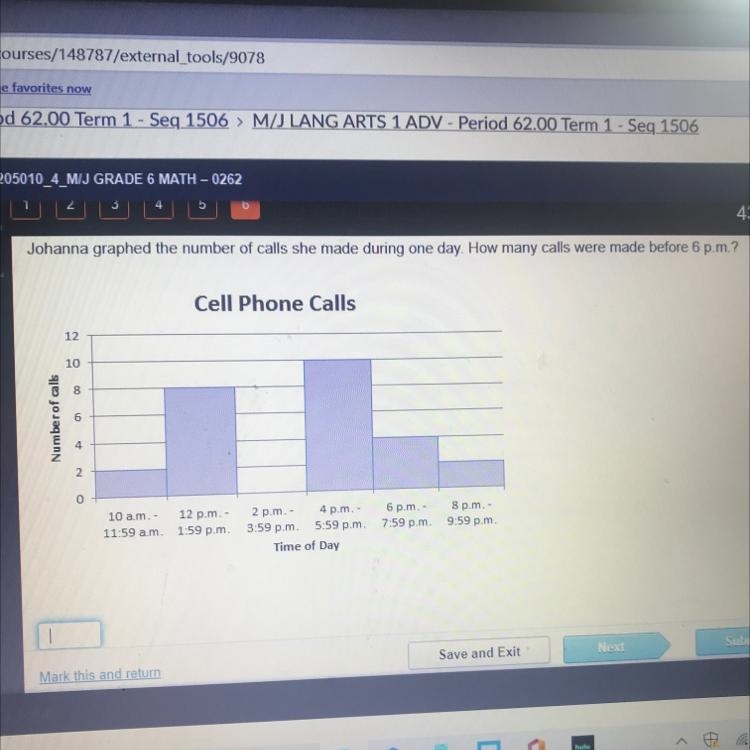 Johanna graphed the number of calls she made during one day. How many calls were made-example-1