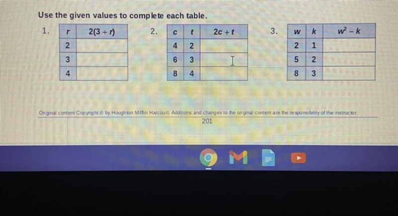 Use the given values to complete to each table. PLEASE HELP.-example-1