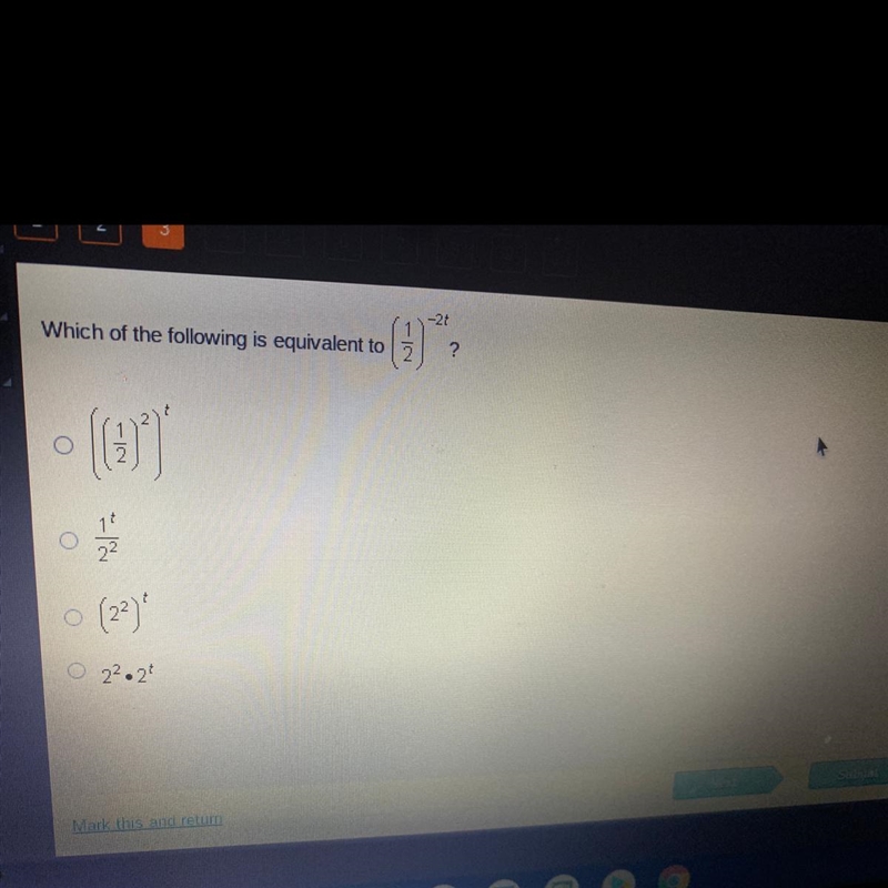 -27 Which of the following is equivalent to نان-۴ ? N O (197) NI 12 22 (22) 2².2-example-1