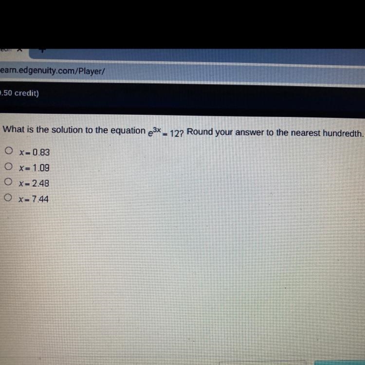 What is the solution to the equation e^3x - 127 Round your answer to the nearest hundredth-example-1