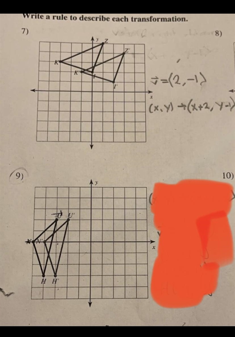 Number 9 please Help me it’s hard for meeeeeee write a rule to describe each transformation-example-1