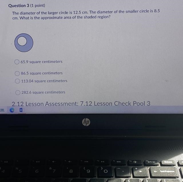 The diameter of the larger circle is 12.5cm the diameter of a smaller circle is 8.5cm-example-1