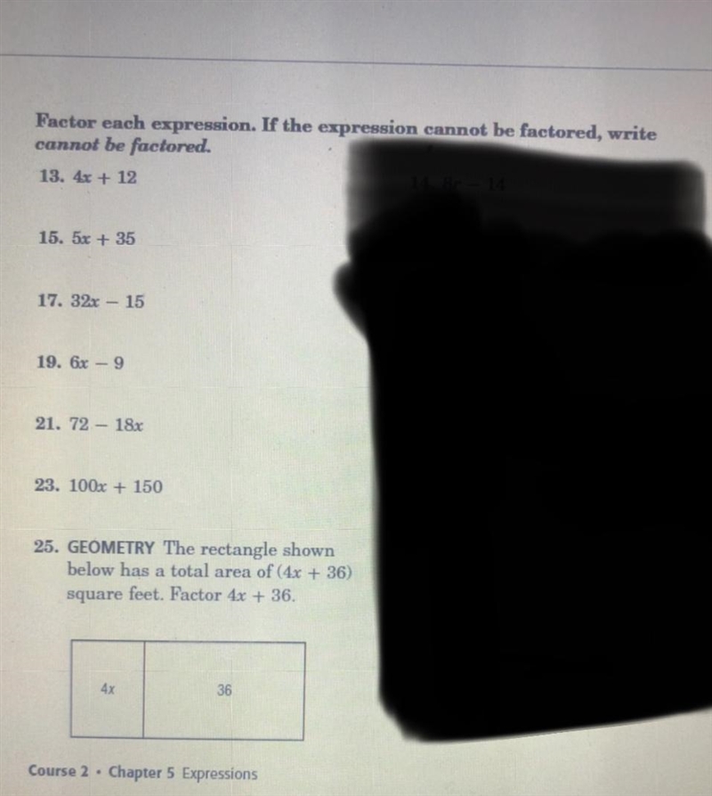 Please help with my math, instructions: Factor each expression. If the expression-example-1