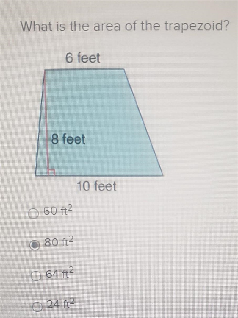 What is the area of the trapezoid? Ignore that I've already marked an answer. That-example-1