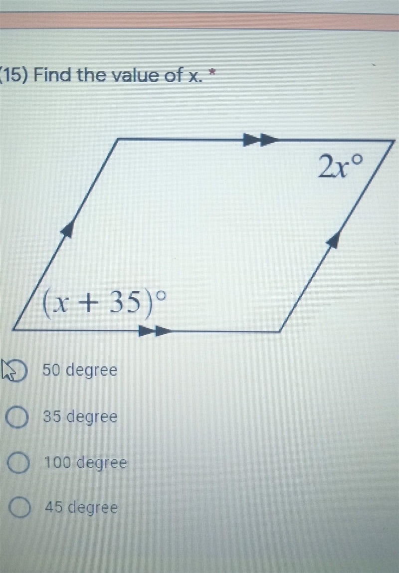 (15) Find the value of x. * ​-example-1