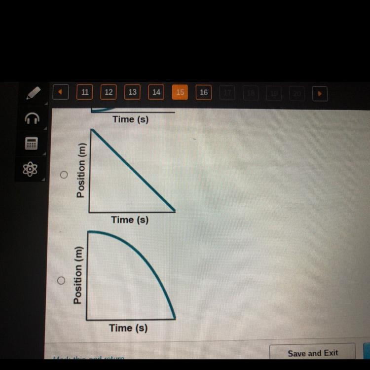 Which graph shows a negative acceleration?-example-1