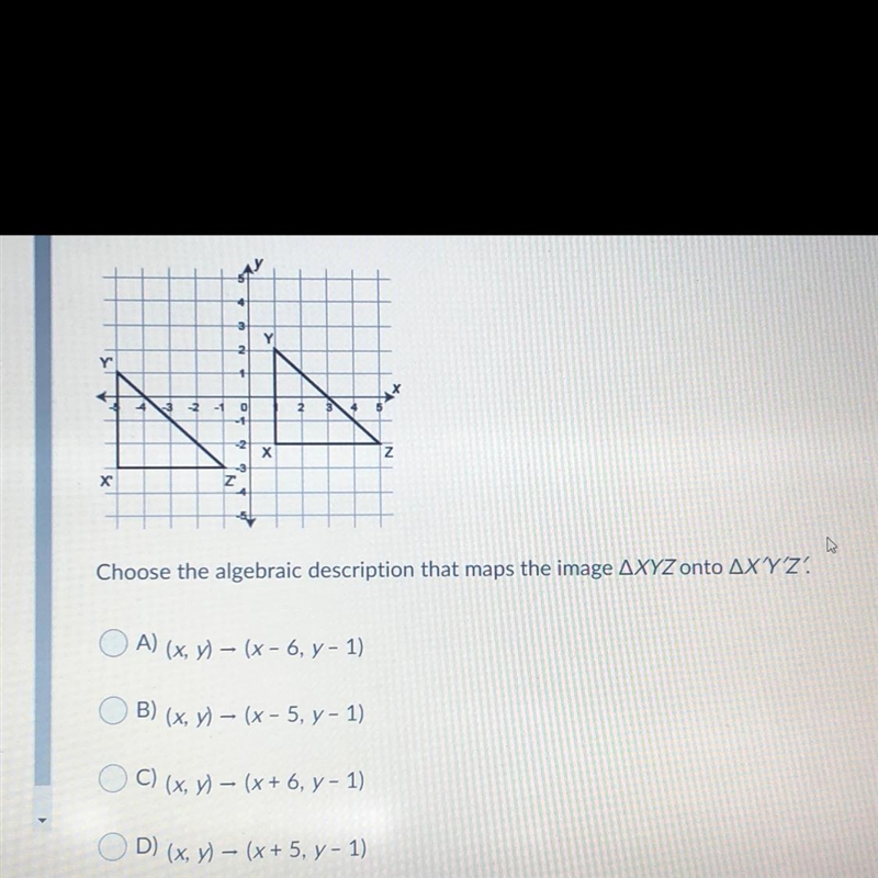 Y 2 Y 1 -1 0 2 X Z X Choose the algebraic description that maps the image AXYZ onto-example-1