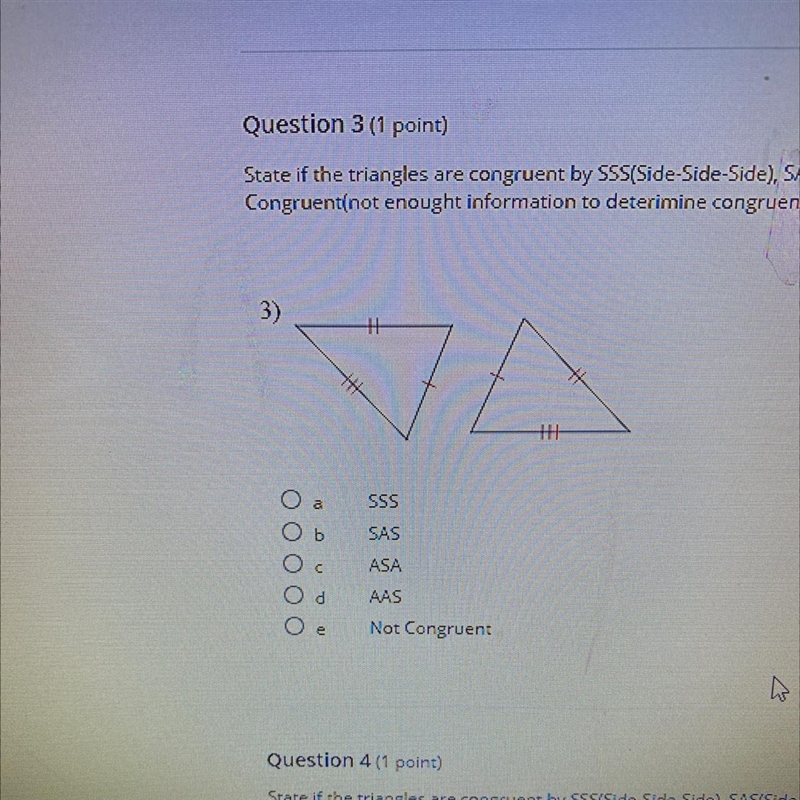 State if the triangle are congruent by sss sas asa aas or not congruent-example-1