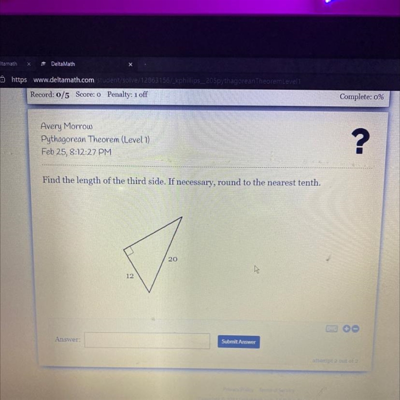 Find the length of the third side. If necessary, round to the nearest tenth. 12 24. NEED-example-1