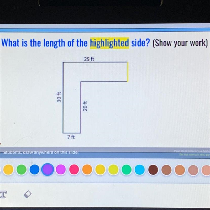 Help please! What is the length of the highlighted side? (Show work)-example-1