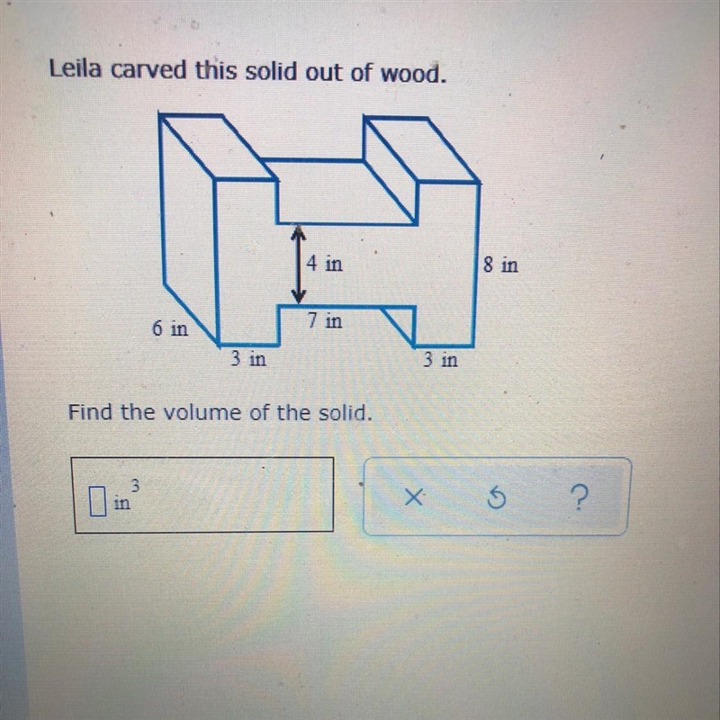 Leila carved this solid out of wood Find the volume of the solid.-example-1