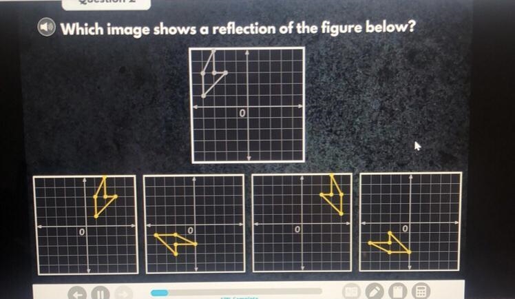 Which image shows a reflection of the figure below? quick!!!!-example-1