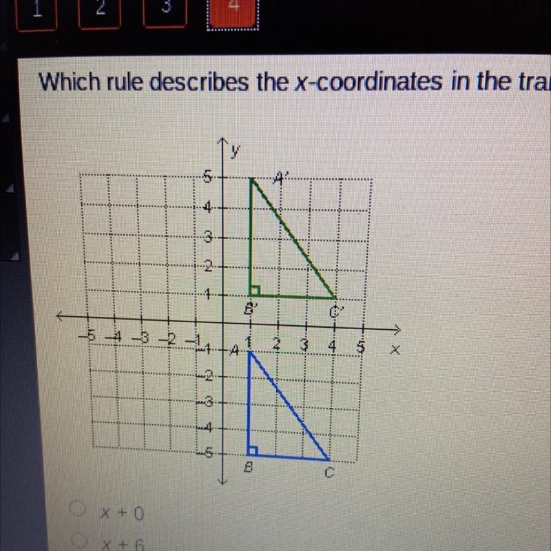 Which rule describes the x-coordinates in the transition below? A. x + 0 B. x + 6 C-example-1