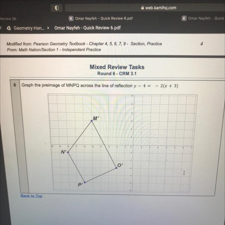 Describe a congruence transformation that mapsABCD to APQR.-example-1