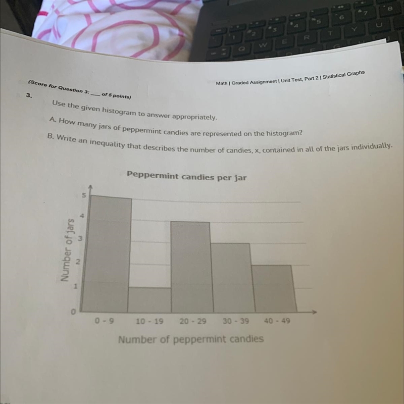 Use the given histogram to answer appropriately. A. How many jars of peppermint candies-example-1