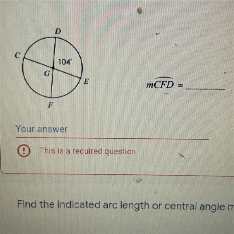 Find the central angle measure-example-1