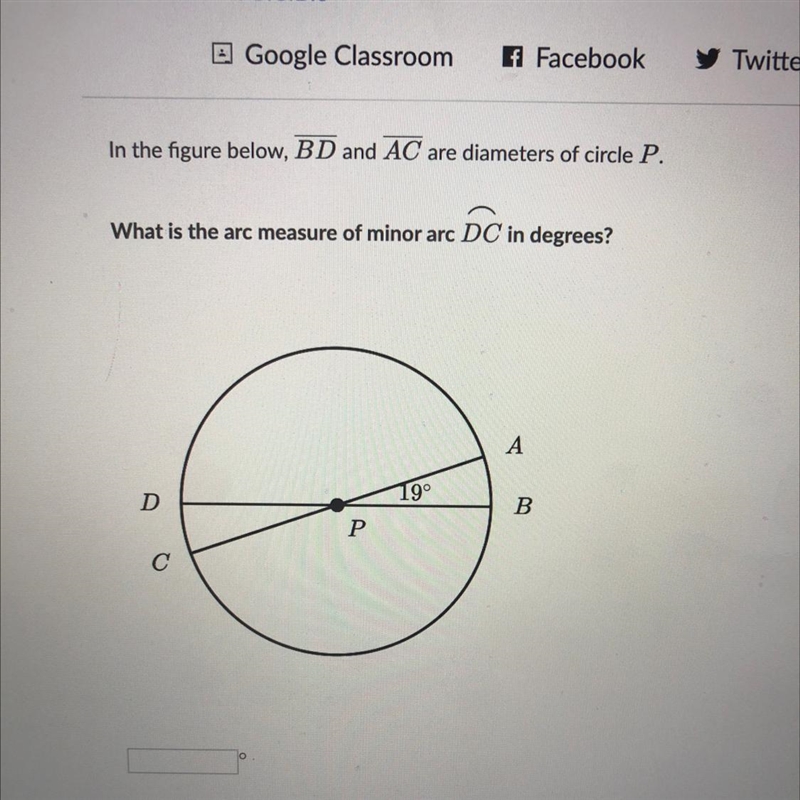 In the figure below, BD and AC are diameters of circle P. What is the arc measure-example-1