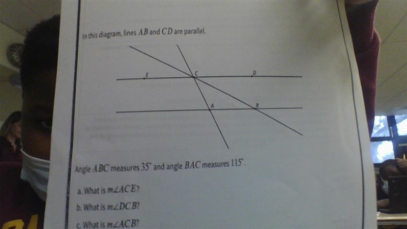 Angle ABC measures 35 and angel BAC meausures 115-example-1