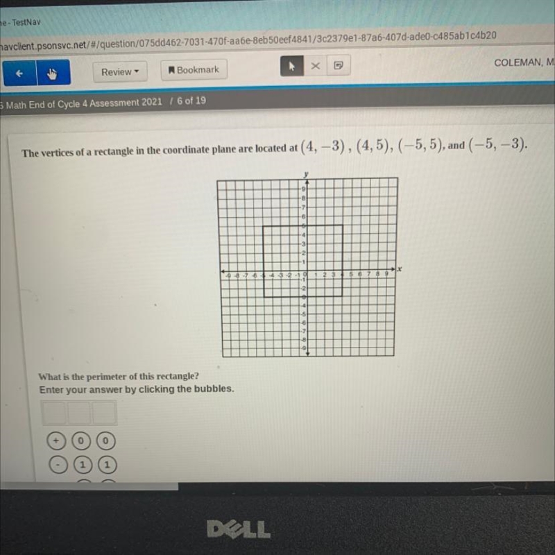 The vertices of a rectangle in the coordinate plane are located at (4, -3), (4,5), (-5,5), and-example-1