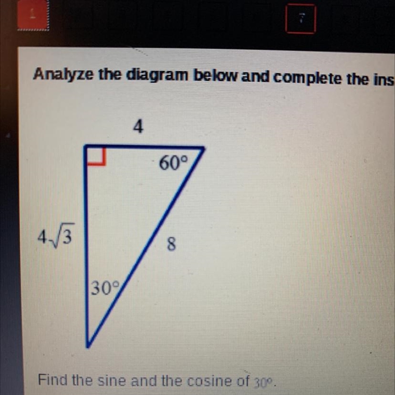 Find the sine and the cosine of 30^degrees-example-1