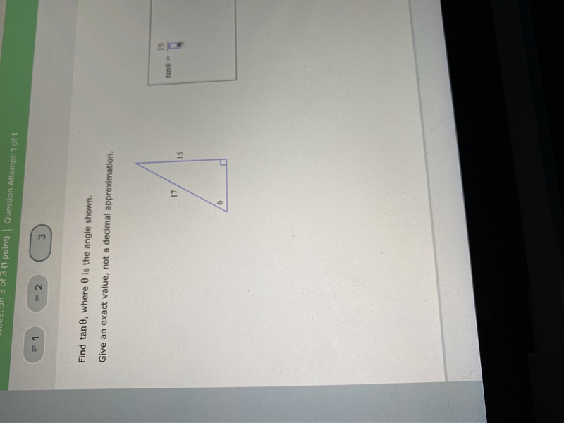 Find tan 0 where 0 is the angle shown-example-1