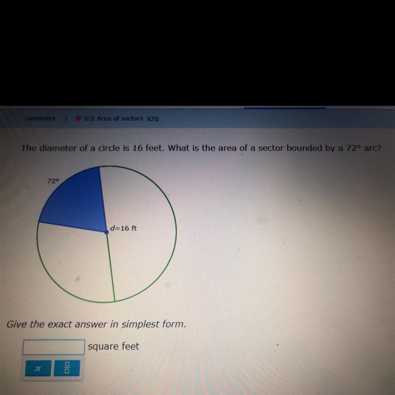 Ixl area of sectors. I am struggling on this question-example-1