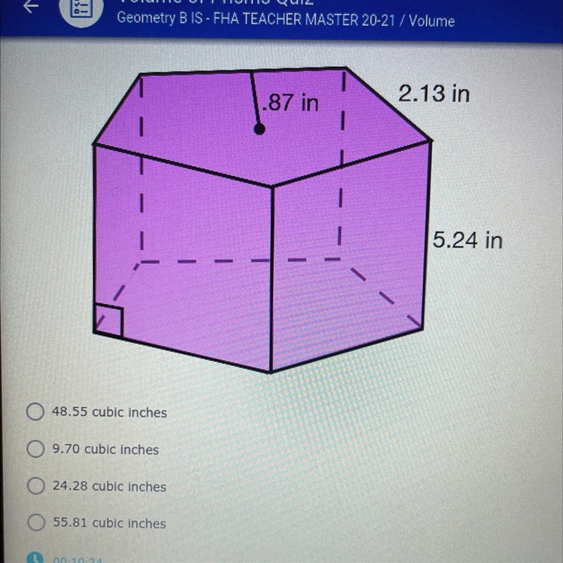 What is the volume of this regular prism?-example-1