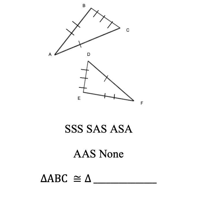 Are the triangles congruent?? PLS HELP ME THANKS! You have to pick SSS, SAS, ASA, AAS-example-1