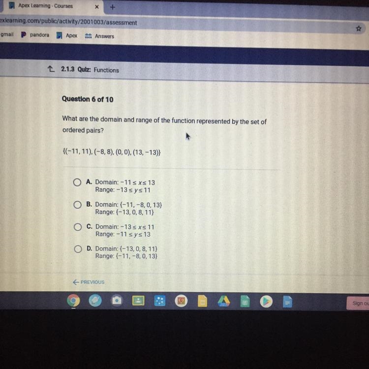 What are the domain and range of the function represented by the set of ordered pairs-example-1