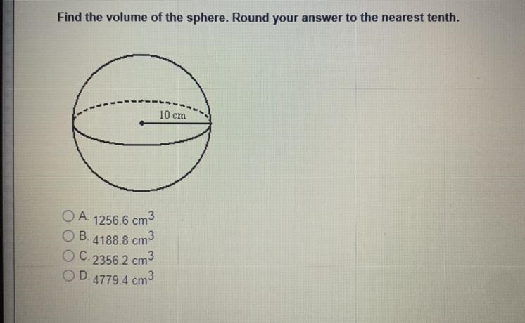 Find the volume of the sphere. Round your answer to the nearest tenth.-example-1