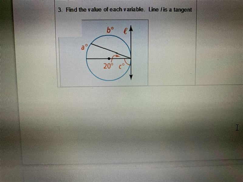 Find the value of each variable. Line l is a tangent-example-1